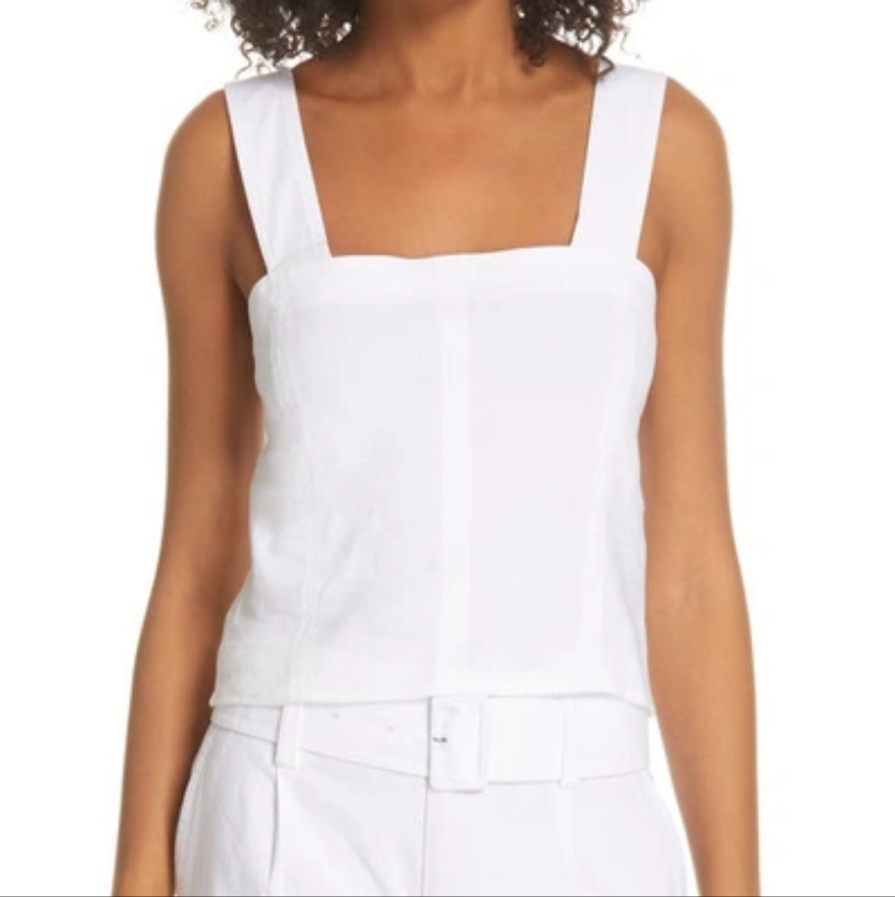 Vince Wide-strap Cropped Shell, white size 0‎